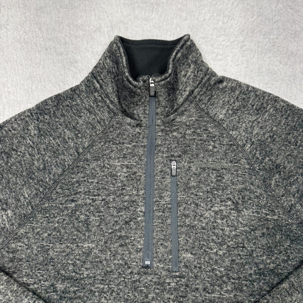 Eddie Bauer Gray Marled 1/4 Zip Fleece Pullover Sweater Casual Men's Size M - Picture 2 of 10